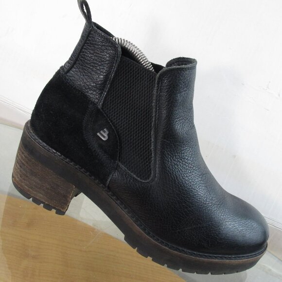 Bullboxer Women's Chunky Heel Ankle  Boots Black Leather Euro 40/ Size 9 US - Picture 1 of 9
